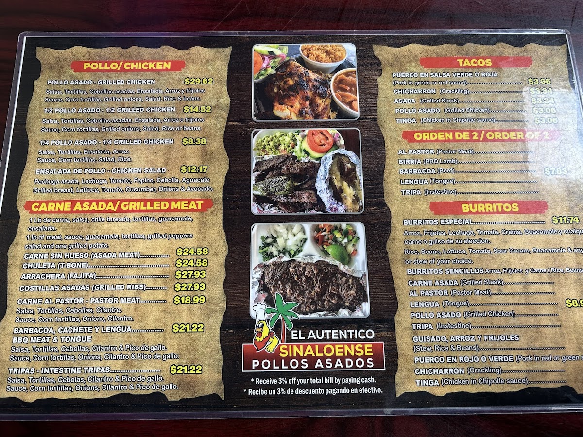 Sinaloense Pollo Asados Menu - Image 1