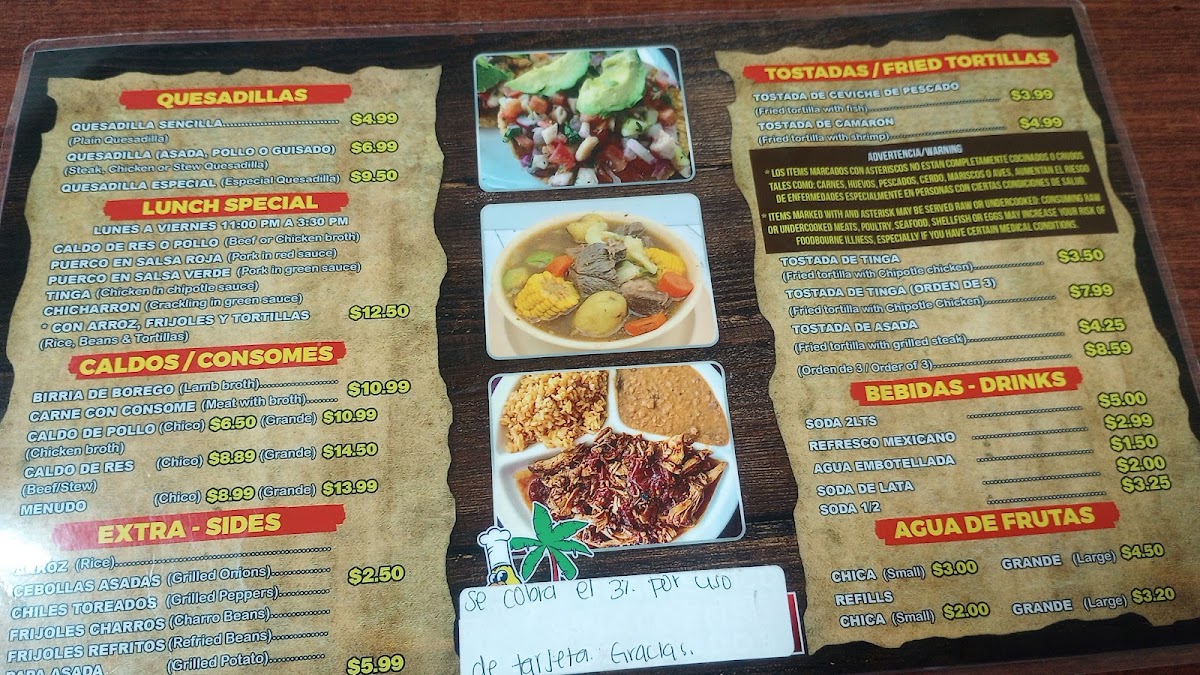 Sinaloense Pollo Asados Menu - Image 2