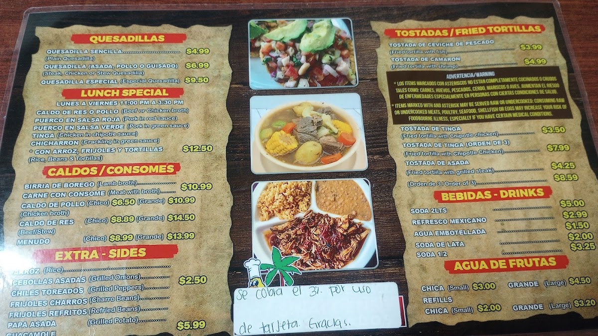 Sinaloense Pollo Asados Menu - Image 3